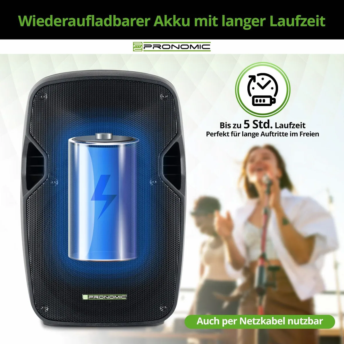 Pronomic MOVE 12MA-A Akku-Aktivbox, mobil, kraftvoll, vielseitig — 30 W, Bluetooth, Funkmikrofon 5