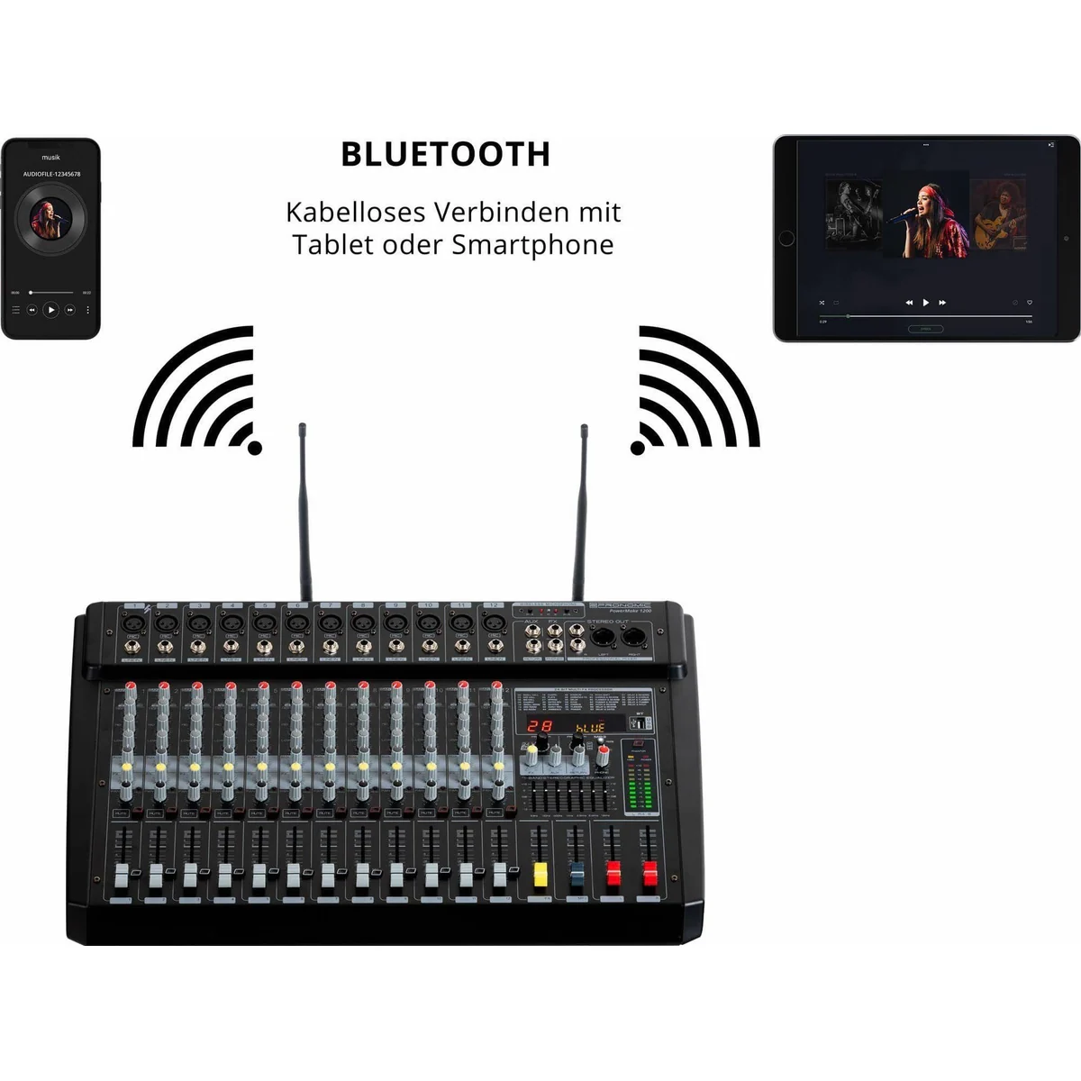 Pronomic Powermake 1200 Mischpult, 12 Kanäle, Bluetooth & USB-Recorder 5