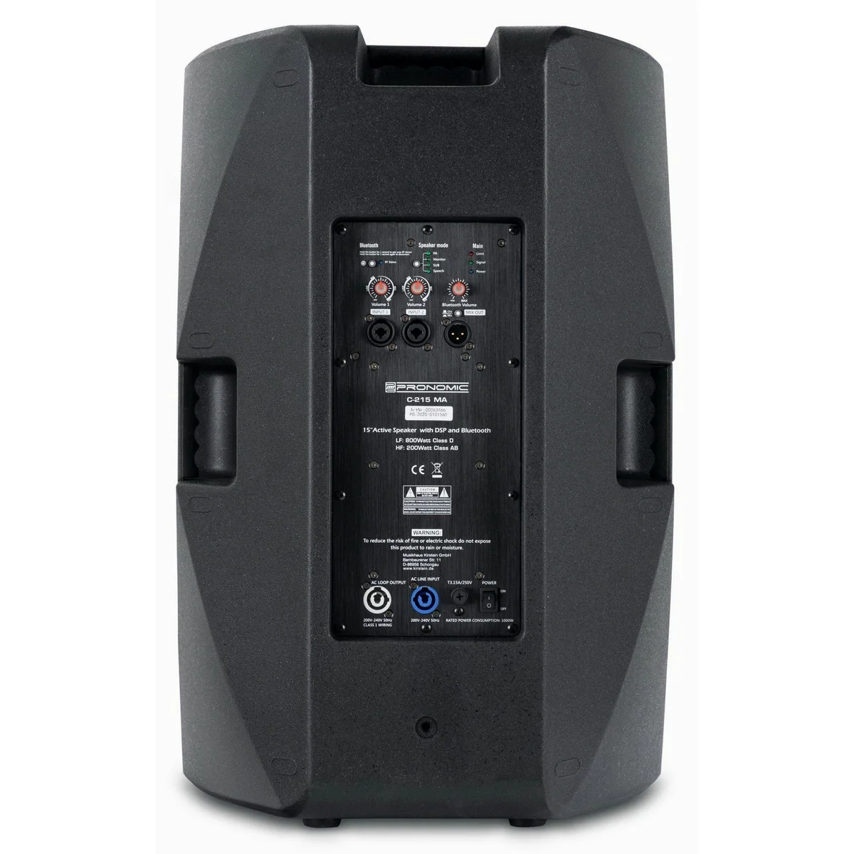 Pronomic C-215 MA Aktivlautsprecher, 500 W Leistung, Bluetooth und DSP-Presets 4