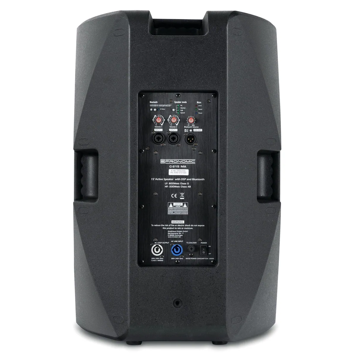 Pronomic C-215 MA, Aktive 2-Wege Bi-Amp Box — 500 W, Bluetooth, 15 Zoll Woofer 4