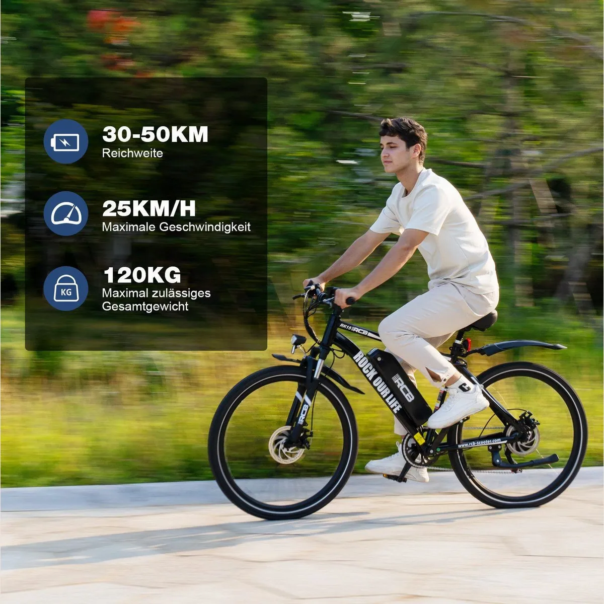 RCB RK15 E-Bike, 26 Zoll Pedelec, 250W Motor, 30-50 km Reichweite 2