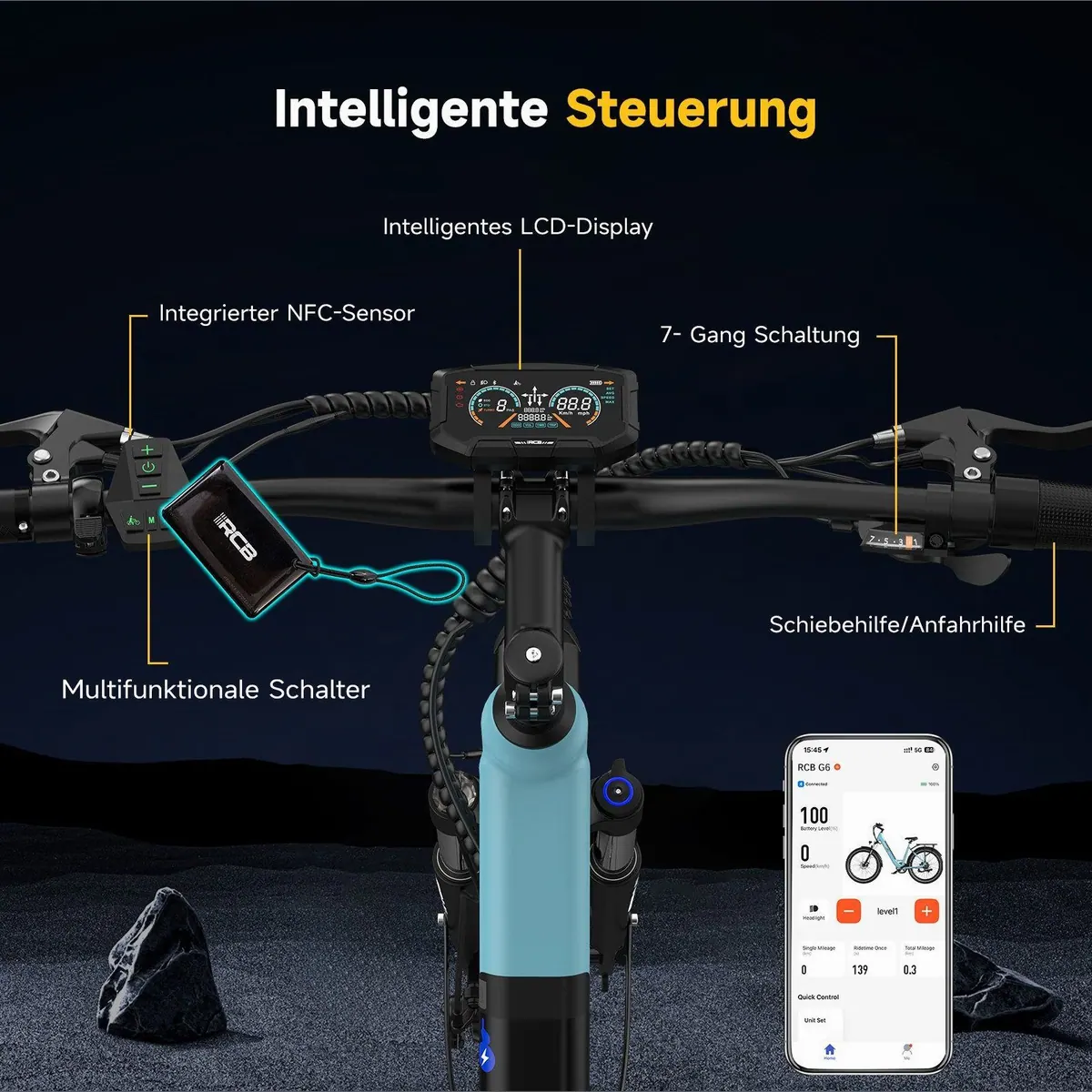 RCB E-Bike Pedelec G6, kraftvoller Motor, smarte App-Steuerung, 80-120 km Reichweite 3