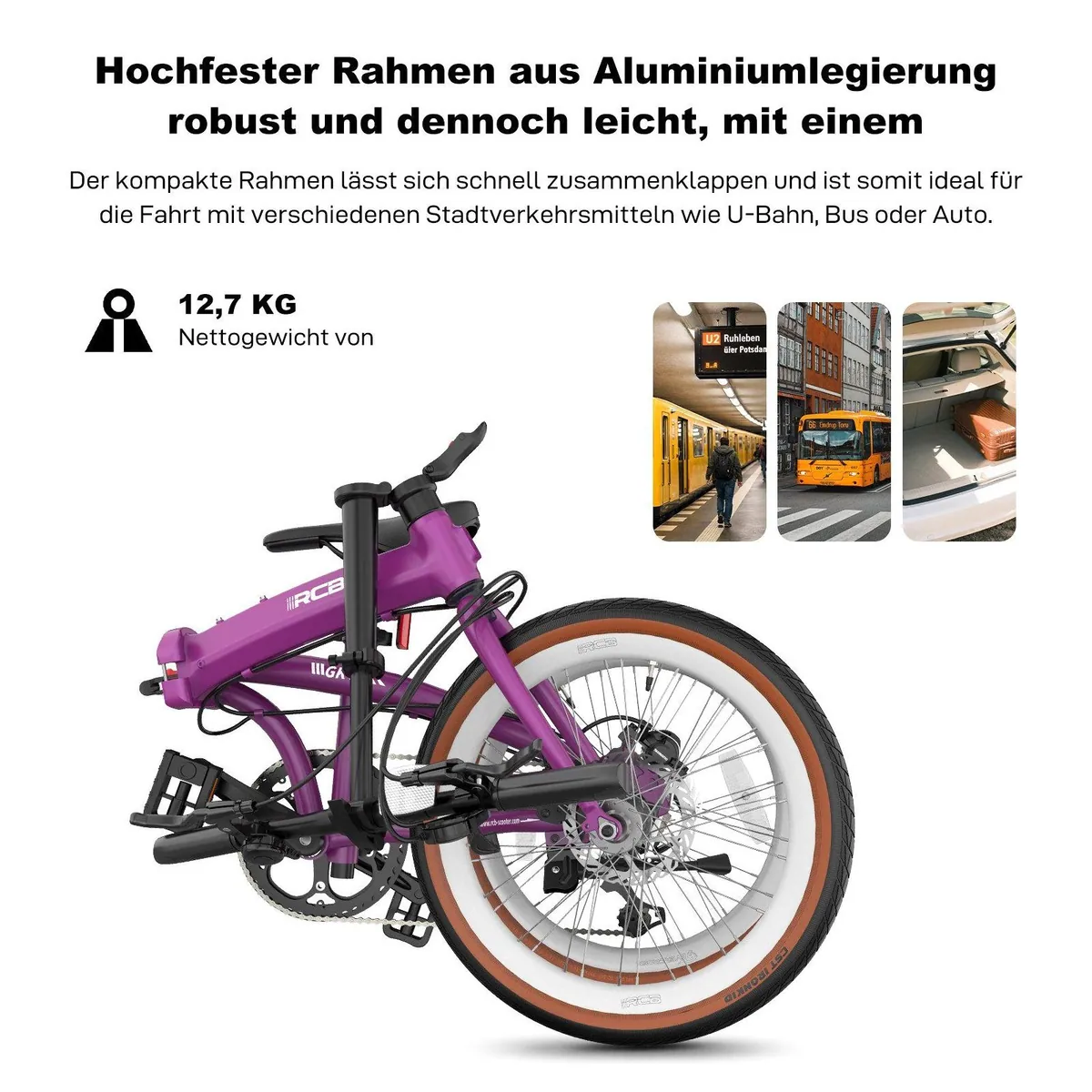 RCB GK4 Faltrad, doppelt faltbar, 20 Zoll, 7-Gang-Schaltung — ideal für Pendler 2
