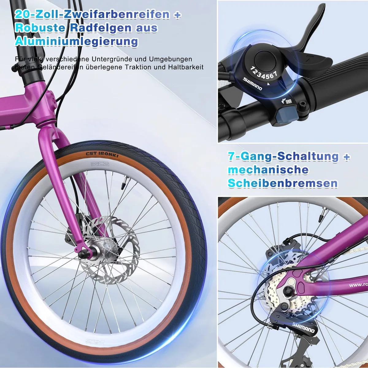 RCB GK4 Faltrad, doppelt faltbar, 20 Zoll, 7-Gang-Schaltung — ideal für Pendler 3