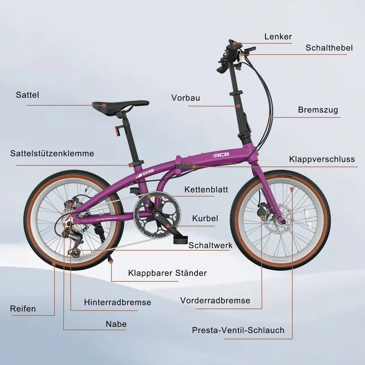 RCB GK4 Faltrad, doppelt faltbar, 20 Zoll, 7-Gang-Schaltung — ideal für Pendler 4