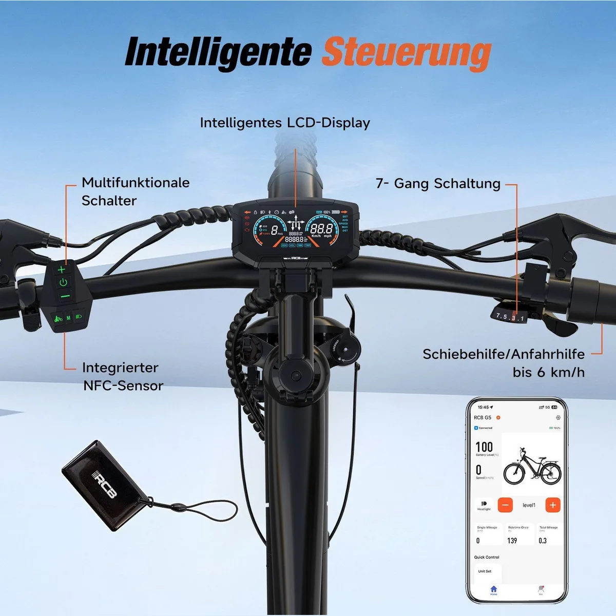 RCB E-Bike Pedelec G5, 468 Wh Akku, 7-Gang-Schaltung, kraftvoller Motor 5