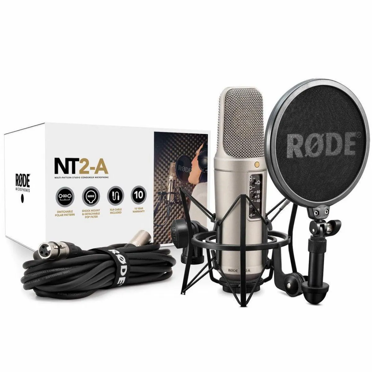 RØDE NT2-A Set, vielseitiges Kondensatormikrofon, inklusive Windschutz und Spinne 3