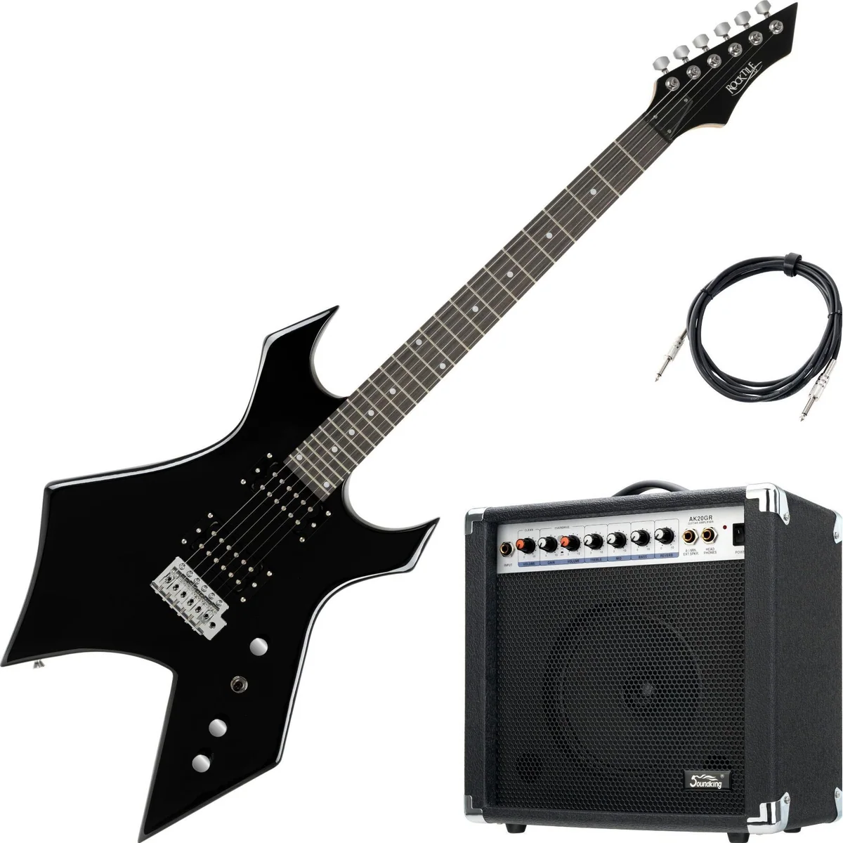 Rocktile Warhead E-Gitarre Set, Heavy-Style, 2 Humbucker & Combo-Verstärker