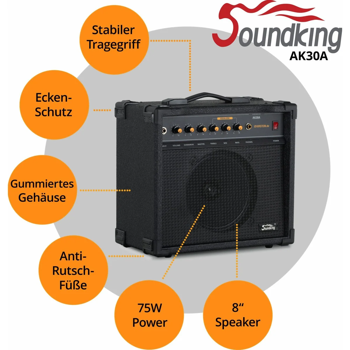 Rocktile Warhead E-Gitarre mit AK30A Combo-Verstärker Set, druckvoller Sound, komfortable Bespielbarkeit 4