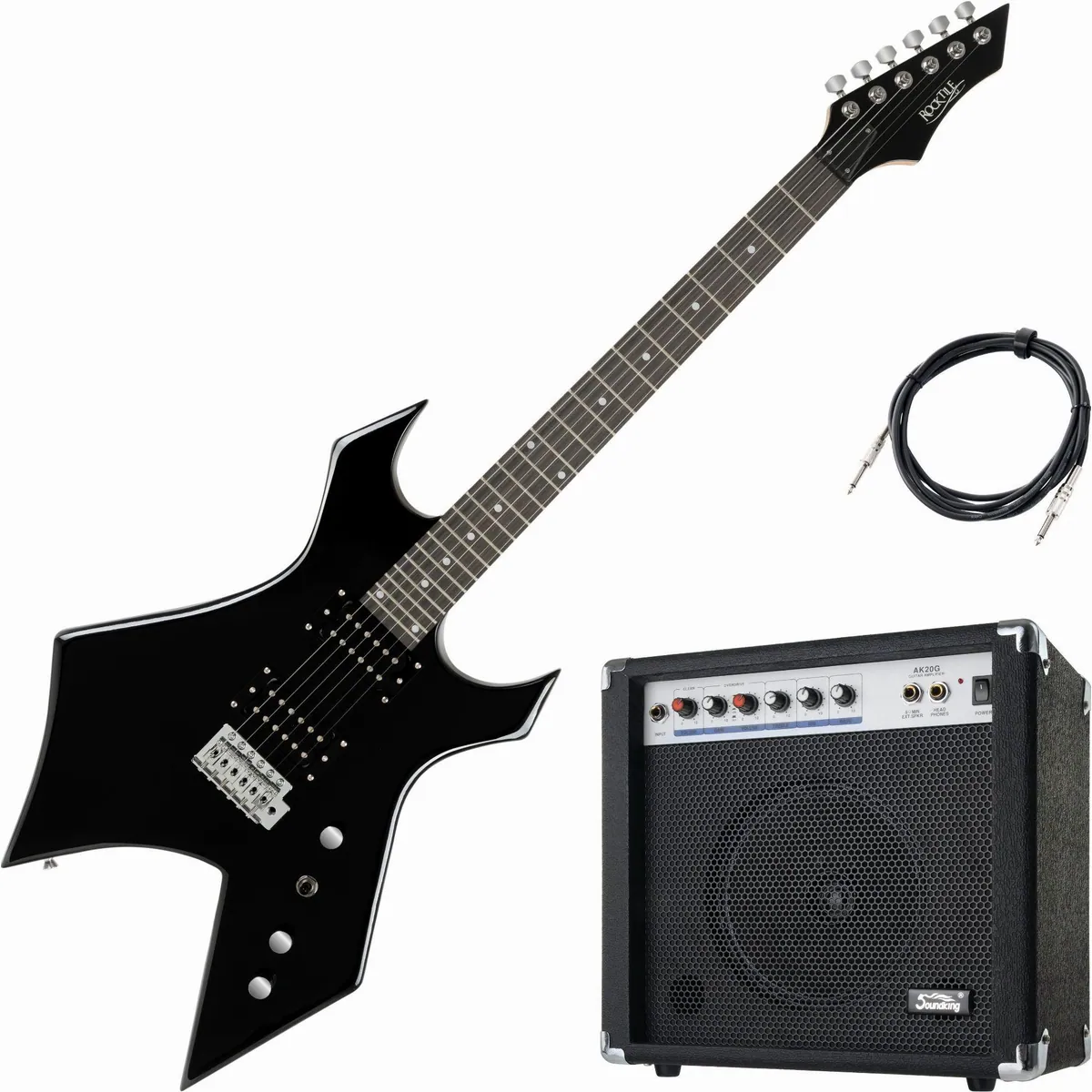 Rocktile Warhead E-Gitarre Set, Heavy-Style, 2 Humbucker, 60W Verstärker