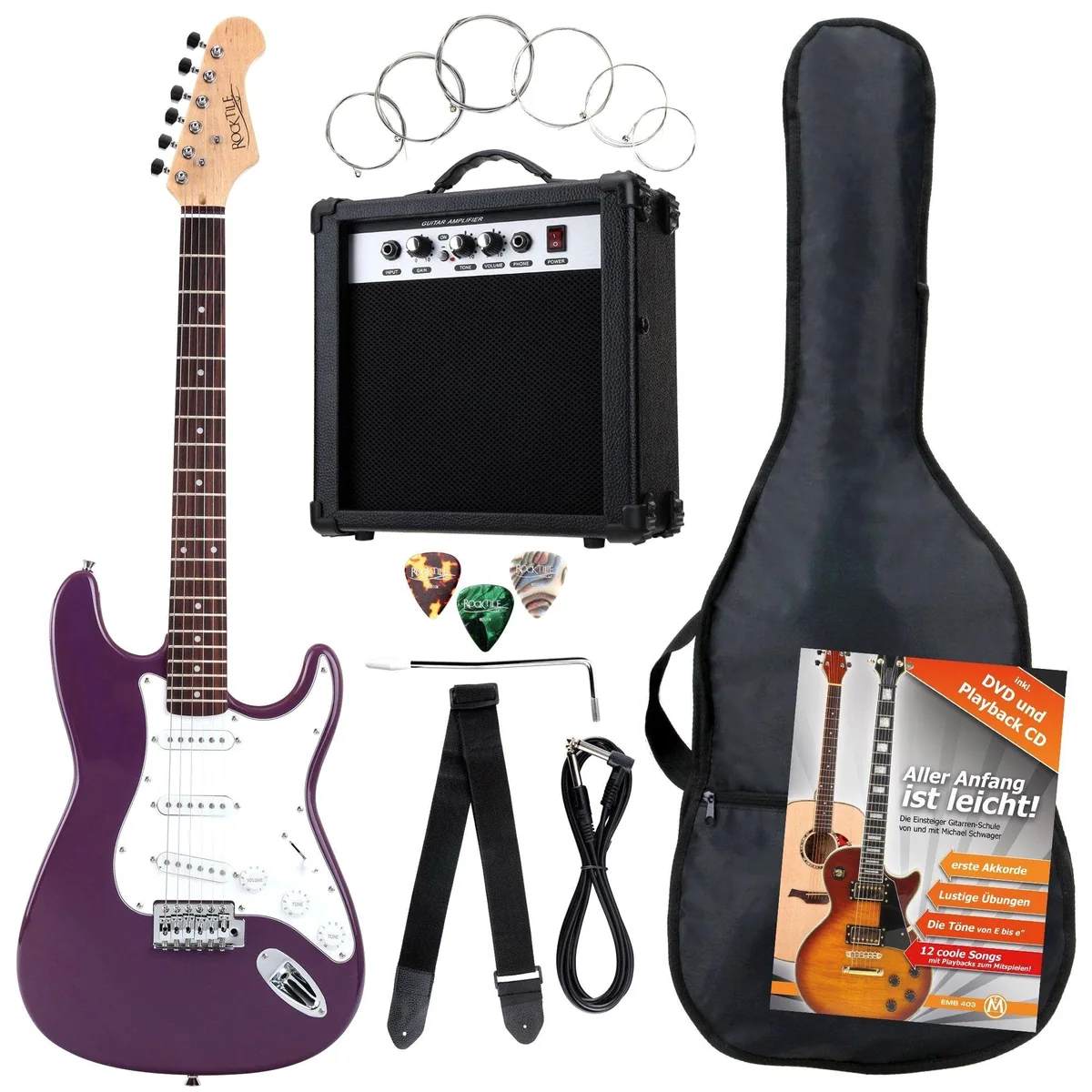 Rocktile E-Gitarre Banger's Pack, inklusive Verstärker und Zubehör