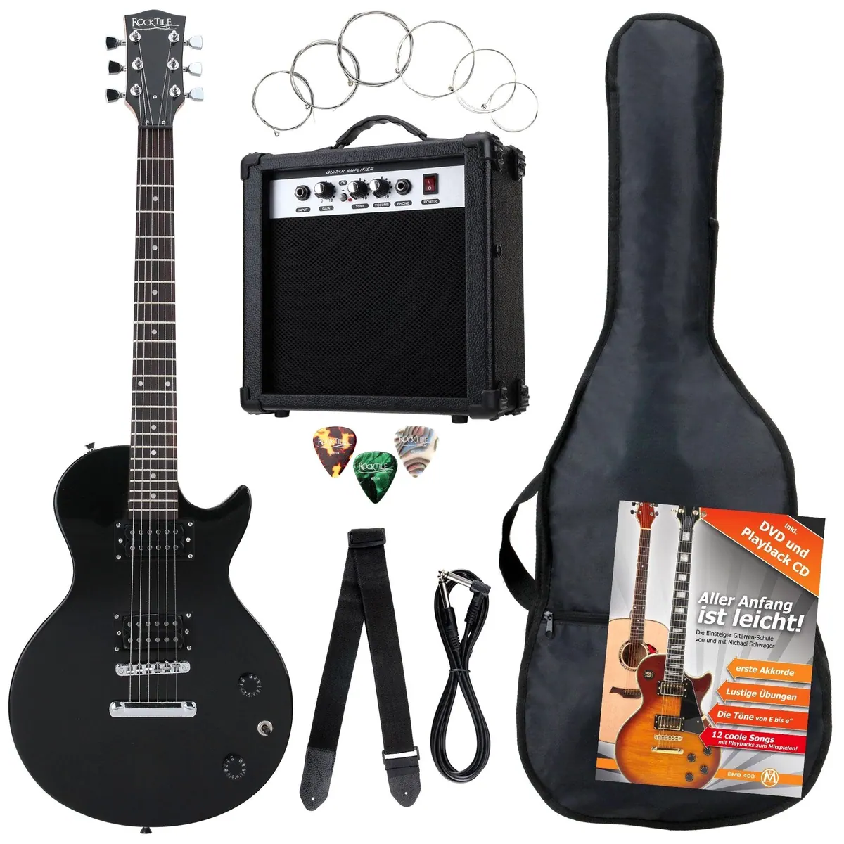 Rocktile E-Gitarre Banger's Set, kraftvoller Sound und umfassendes Zubehör