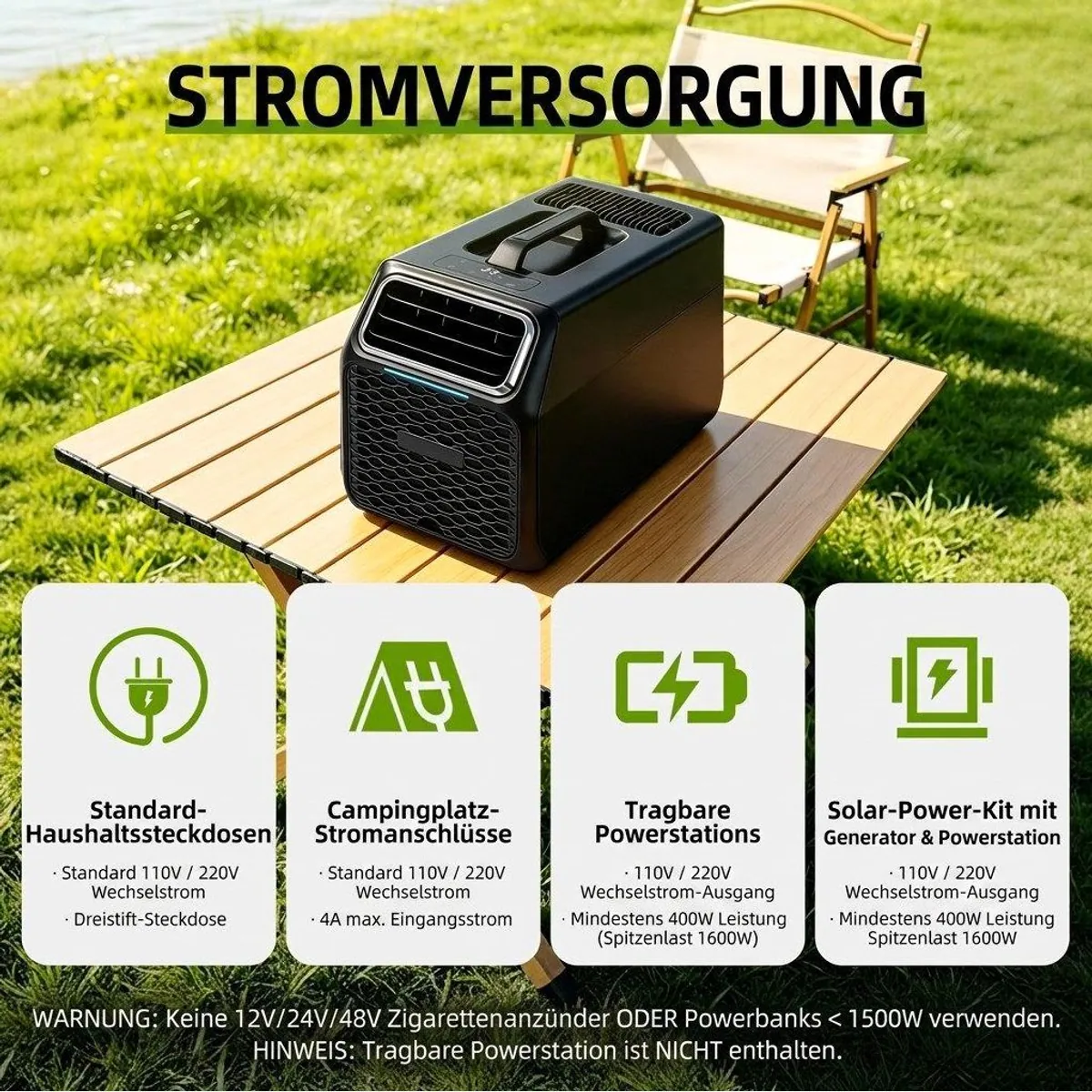 Rolipo Tragbare Klimaanlage, 4-in-1 Funktionalität, 5000 BTU Kühlung — Ideal für Camping und Wohnmobile 2