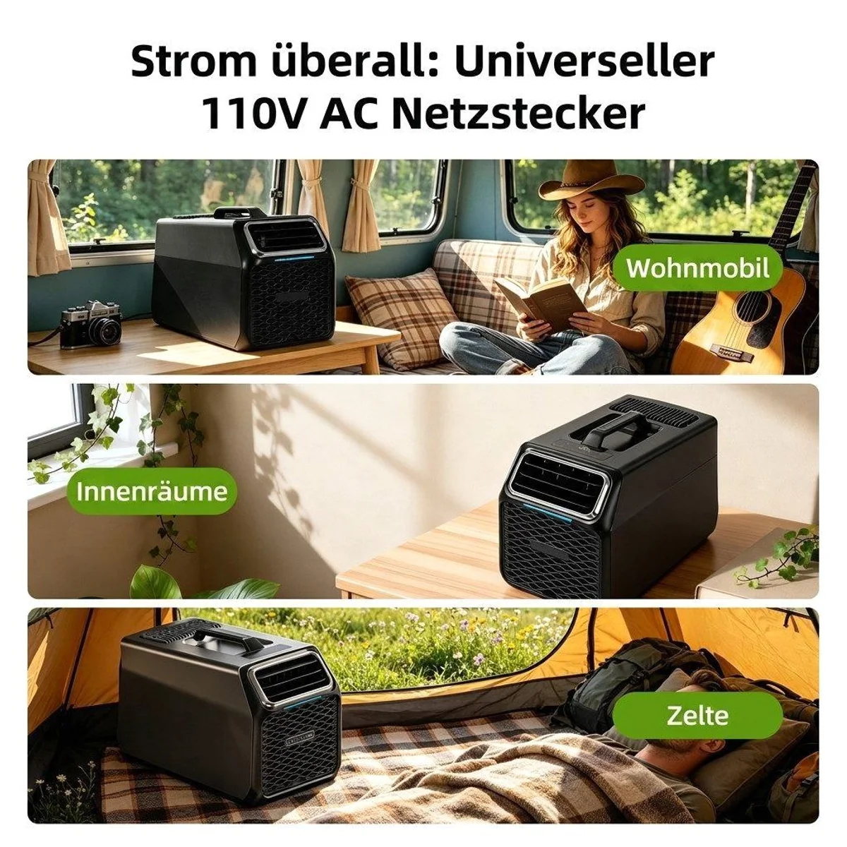 Rolipo Tragbare Klimaanlage, 4-in-1 Funktionalität, 5000 BTU Kühlung — Ideal für Camping und Wohnmobile 3