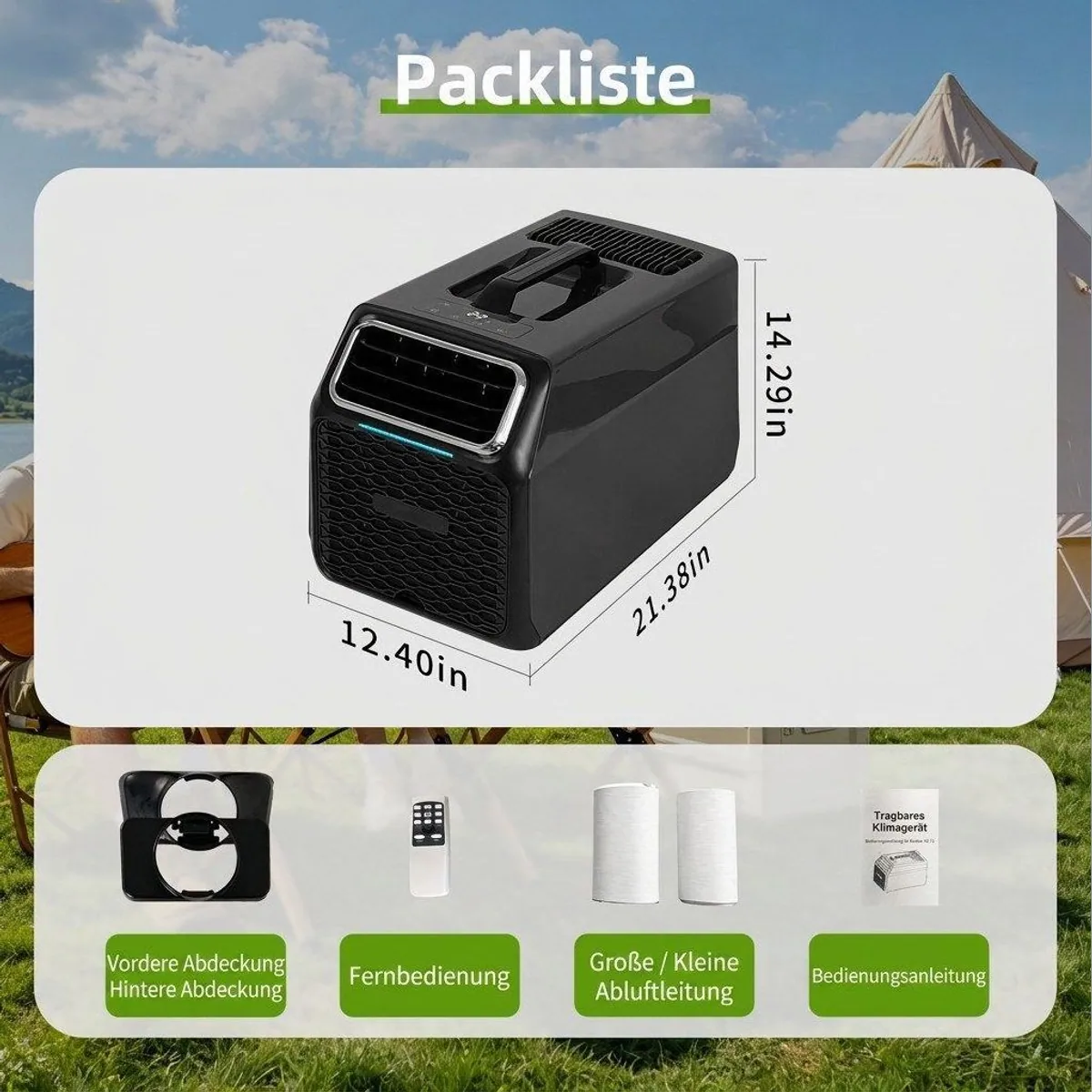 Rolipo Tragbare Klimaanlage, 4-in-1 Funktionalität, 5000 BTU Kühlung — Ideal für Camping und Wohnmobile 4