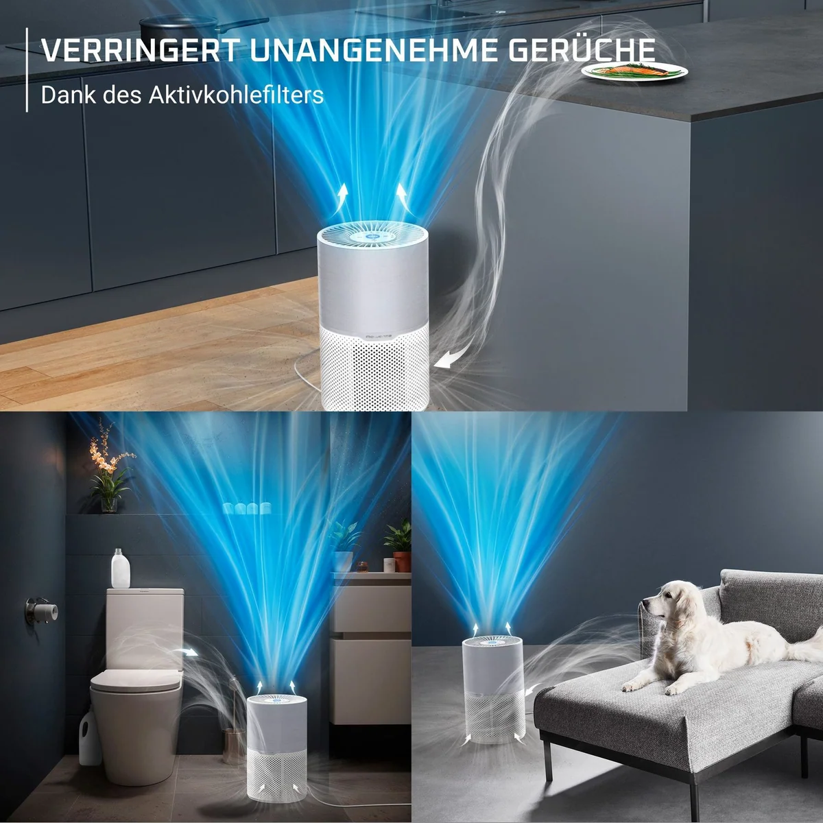 Rowenta Pure Air Compact Luftreiniger, 3-in-1 HEPA Filtration, Echtzeit-Luftqualitätsanzeige 2