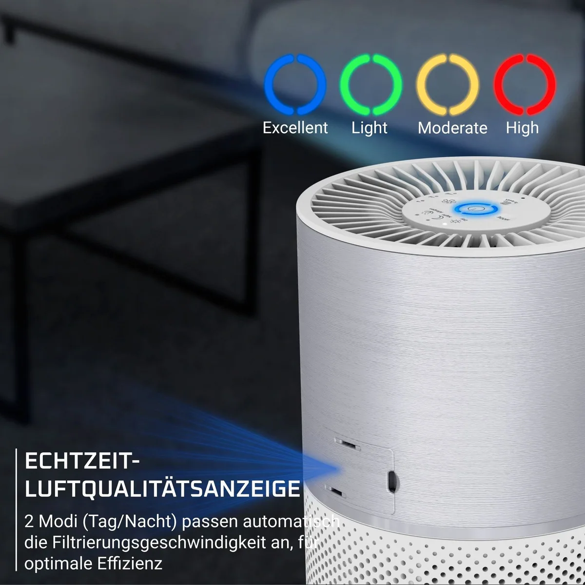Rowenta Pure Air Compact Luftreiniger, 3-in-1 HEPA Filtration, Echtzeit-Luftqualitätsanzeige 4