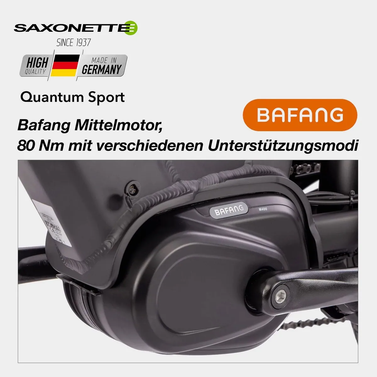 SAXONETTE Quantum Sport E-Bike, 250 W Mittelmotor, 540 Wh Akku, Shimano 10 Gang 5