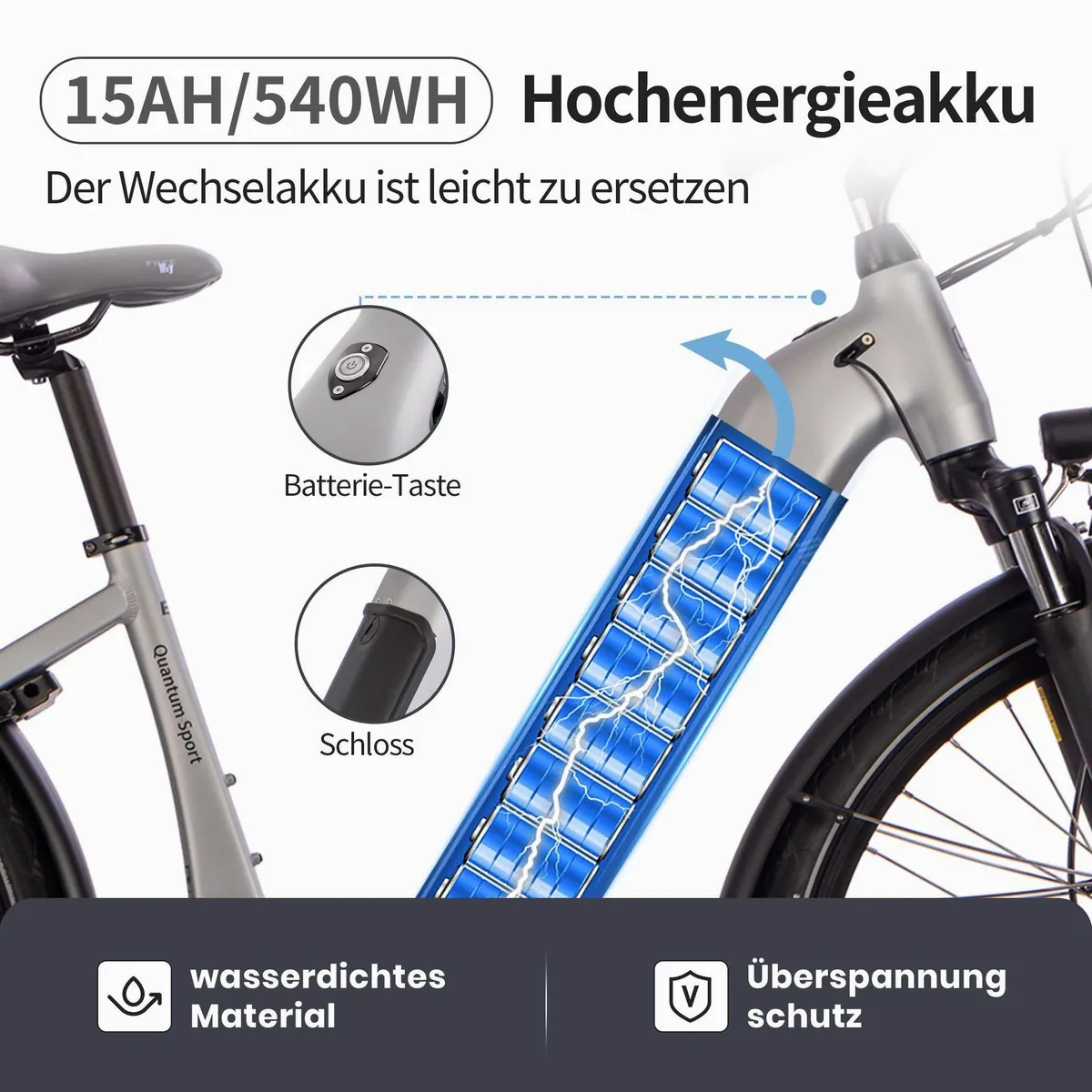 SAXXX E-Bike Trekkingrad 28 Zoll, 540Wh Akku, hydraulische Scheibenbremsen, 10-Gang SHIMANO Deore 3