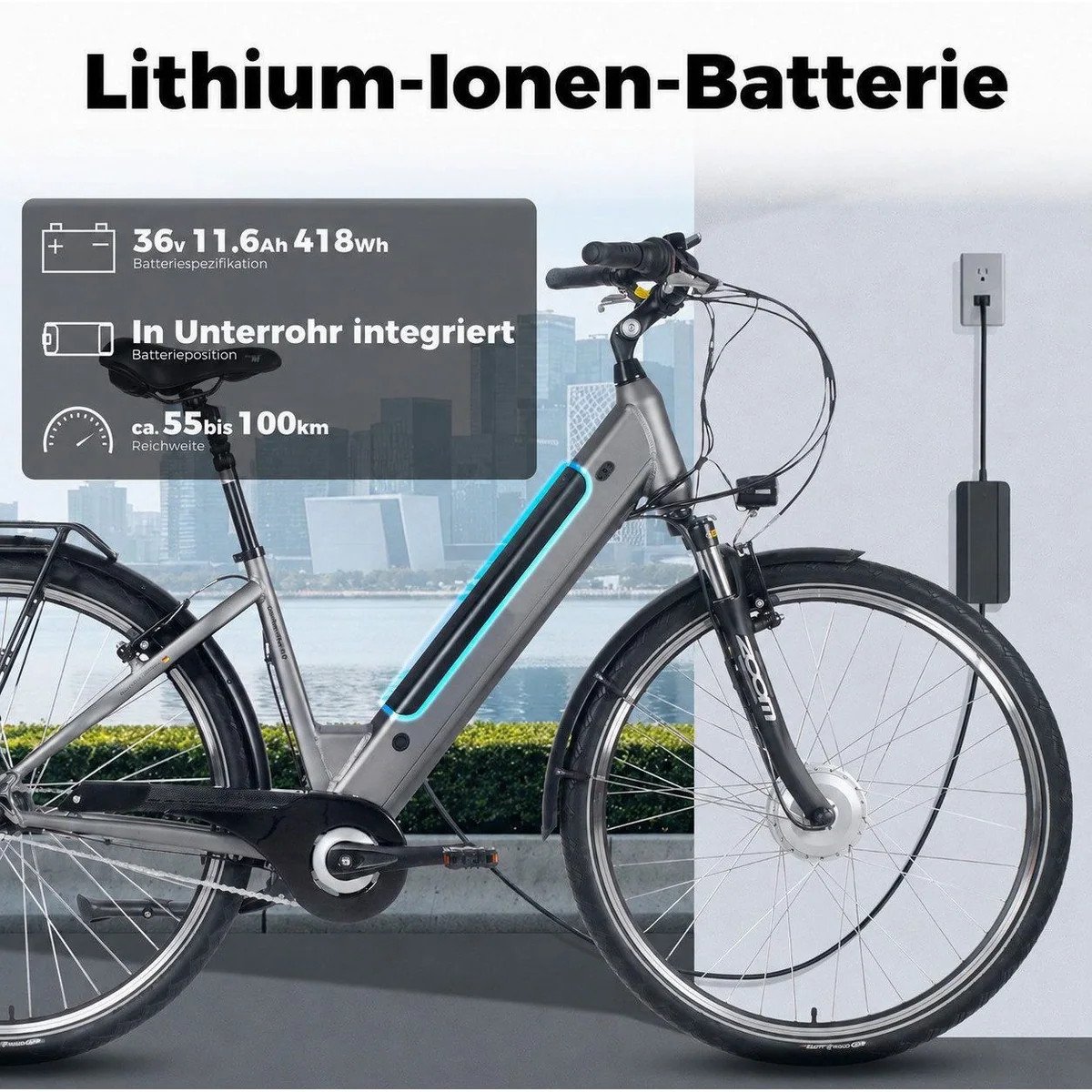 SAXXX E-Bike Cityrad 28'', Komfort, 418Wh, 100km, 7-Gang Shimano Nexus 5