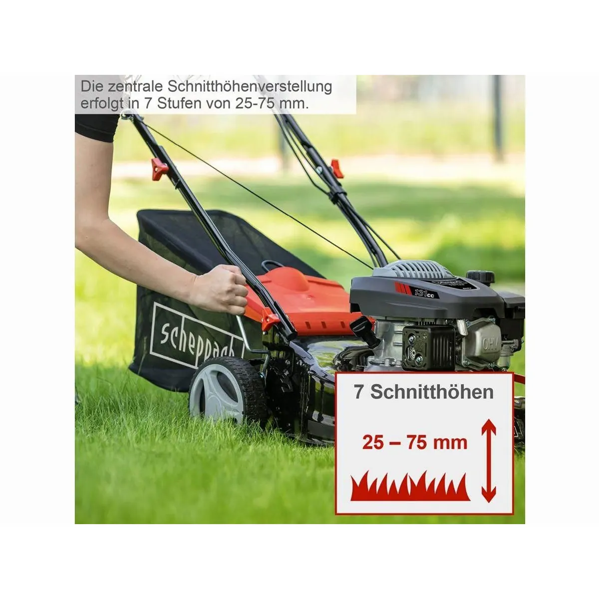Scheppach RM420 Benzinrasenmäher, 3-in-1 Funktion, 42 cm Schnittbreite, 3,3 PS 5