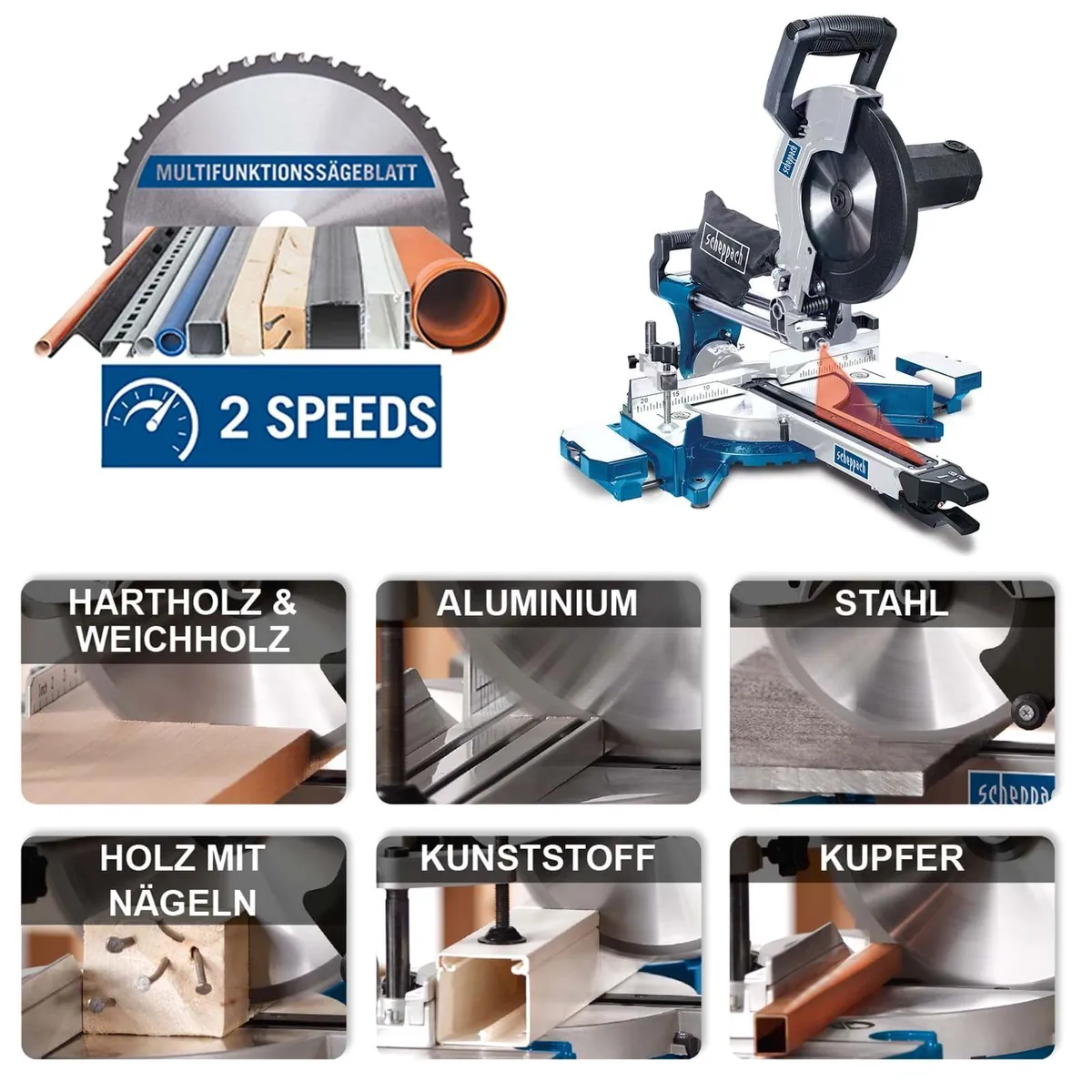Scheppach HM110MP Kappsäge, präzise Schnitte, Softstart, Laser 3