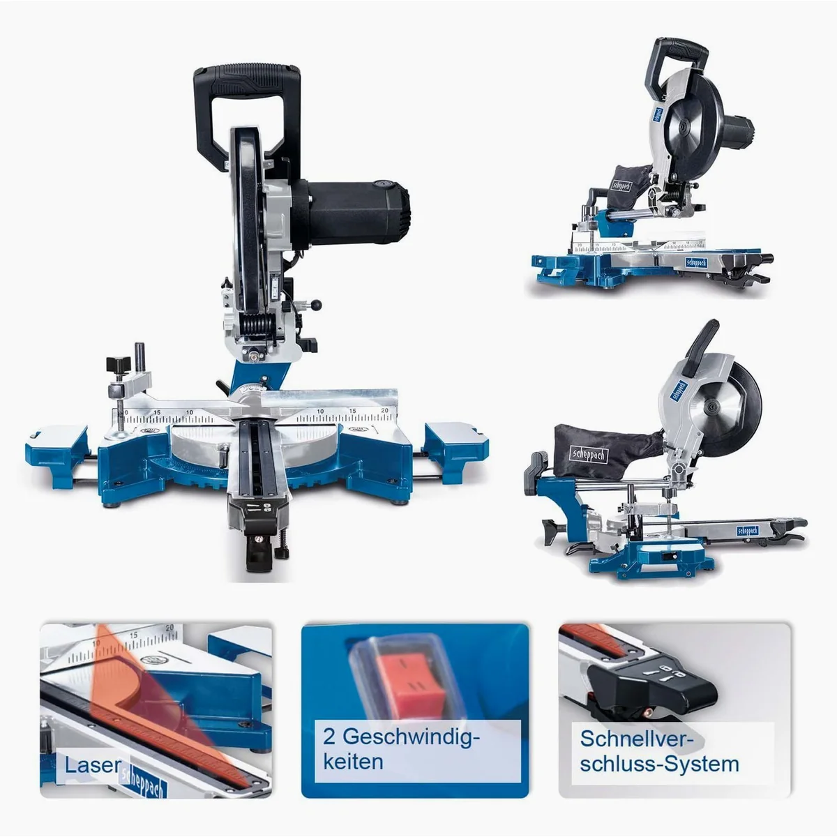 Scheppach HM110MP Kappsäge, präzise Schnitte, Softstart, Laser 4