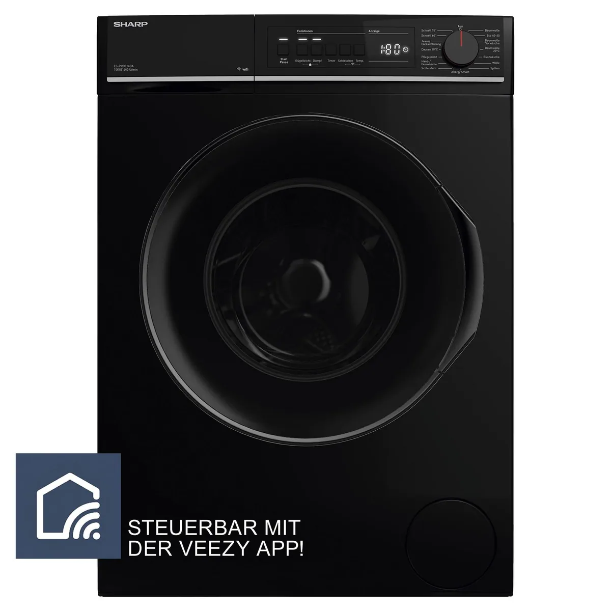 Sharp ES-PRO014BA-DE Waschmaschine, 10 kg, 1400 U/min, WiFi-fähig, Schaumschutz 3
