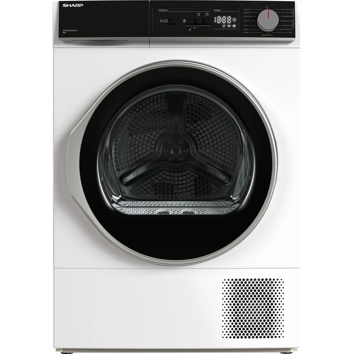 Sharp KD-NHA8S6GW1D-DE Wärmepumpentrockner, 8 kg Fassungsvermögen, 15 Trockenprogramme