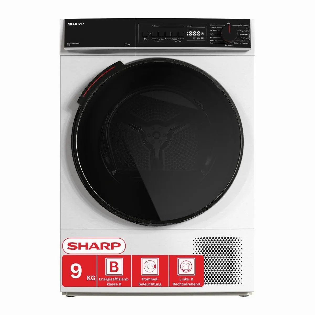Sharp KD-WNHB9S9GWB-DE Wärmepumpentrockner, 9 kg, 15 Programme, WiFi-Steuerung 2