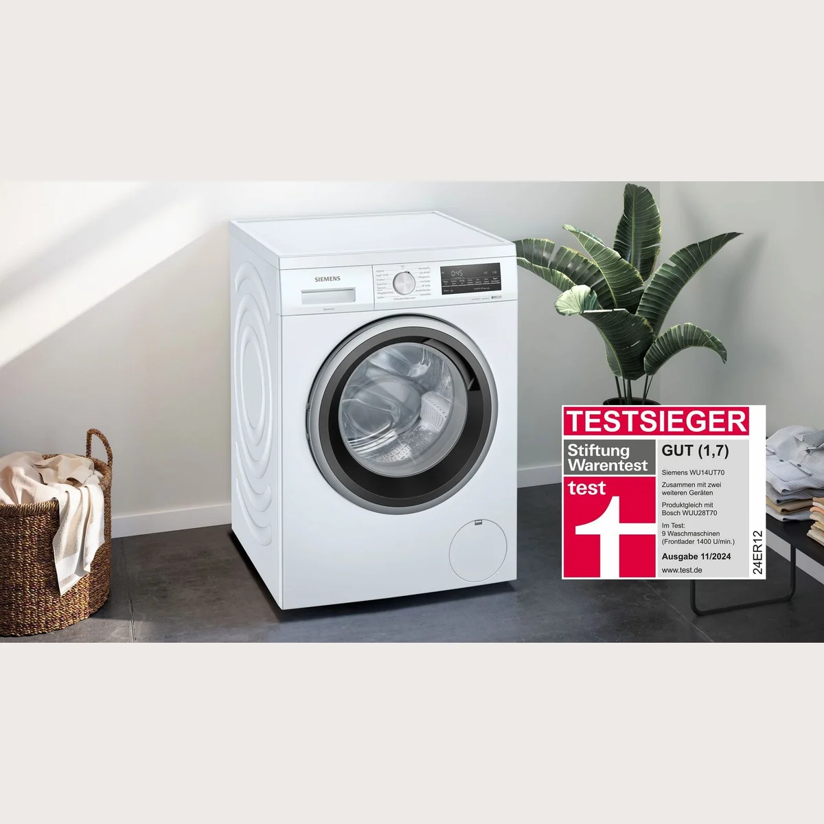 SIEMENS Waschmaschine iQ500 WU14UT70, 8 kg Fassungsvermögen, 1400 U/min — energiesparend, geräuscharm, unterbaufähig 2