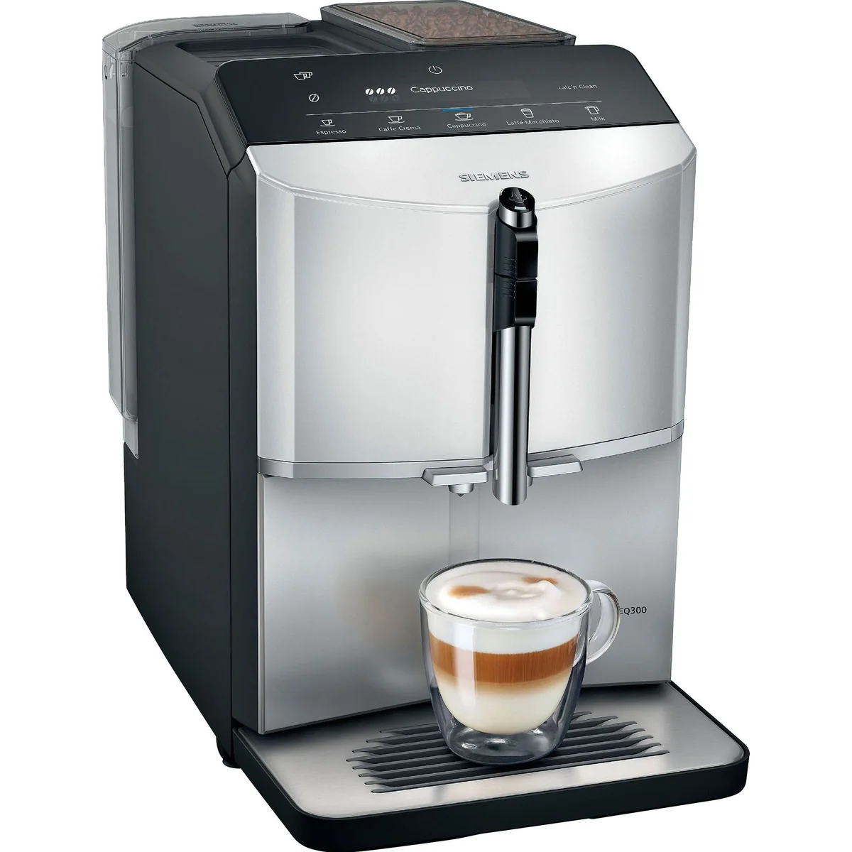 SIEMENS EQ.300 TF303E01 Kaffeevollautomat, OneTouch-Funktion, benutzerfreundliches Display, Keramikmahlwerk