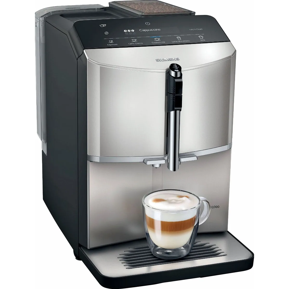 SIEMENS EQ.300 TF303E07 Kaffeevollautomat, OneTouch-Funktion, Keramikmahlwerk, benutzerfreundliches Display