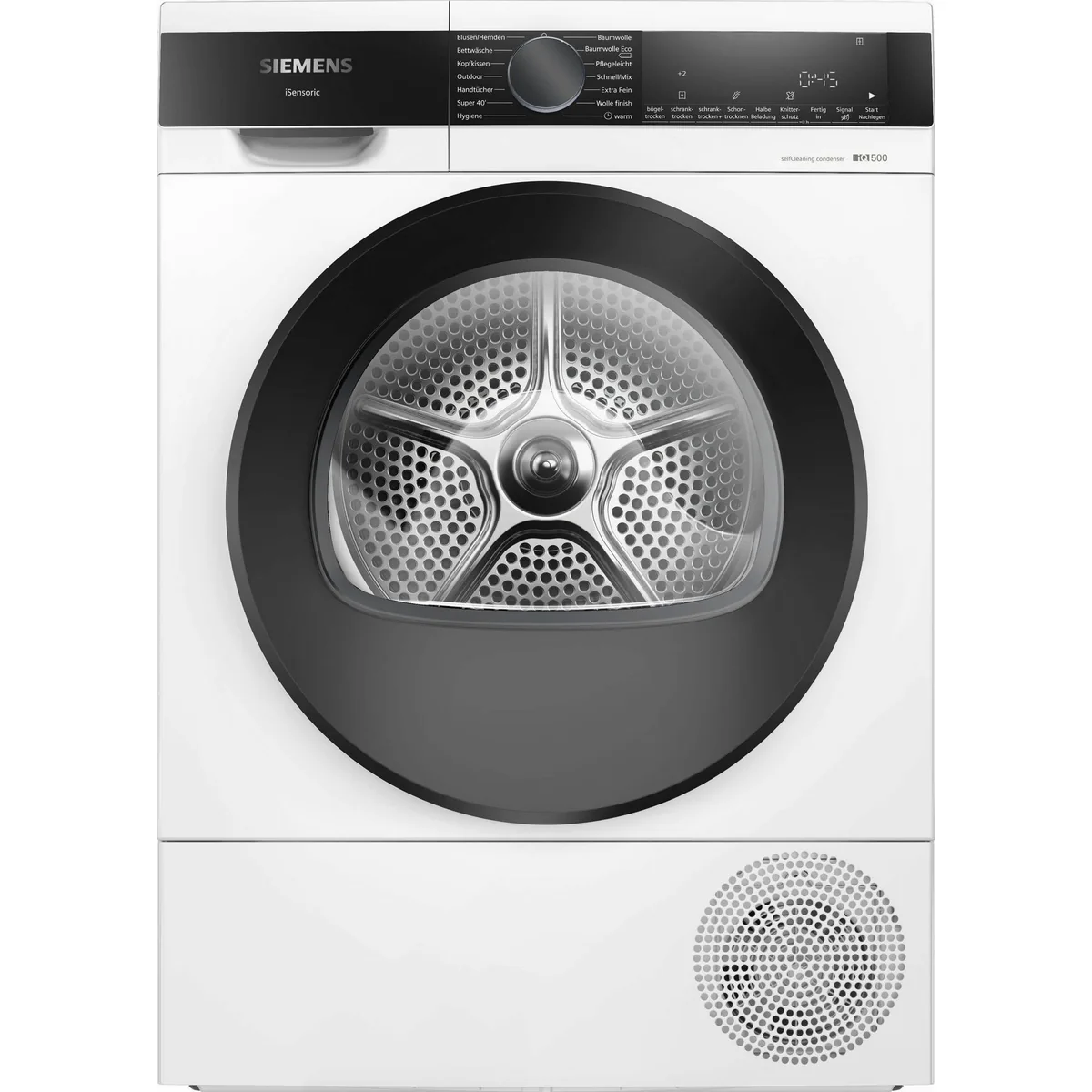 SIEMENS Wärmepumpentrockner WQ45G2D00, Selbstreinigender Kondensator, 9 kg Fassungsvermögen, Reversierende Trommel