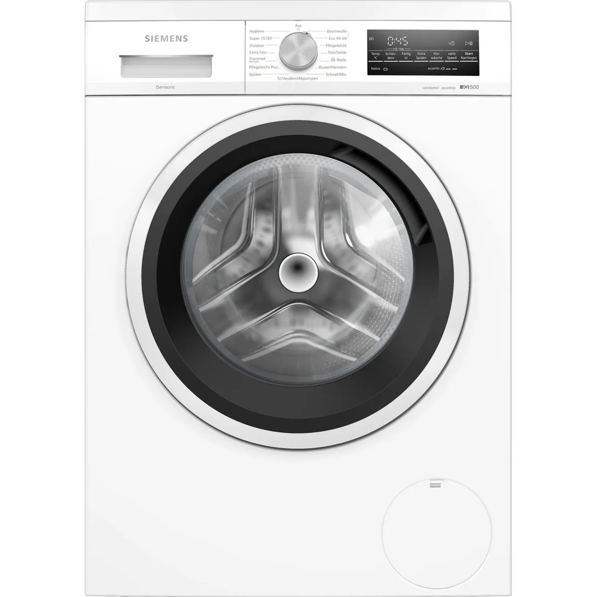 SIEMENS WU14UT42 Waschmaschine, 9 kg, 1400 U/min, aquaStop — Energieeffizienz A, Nachlegefunktion, Kurzprogramme