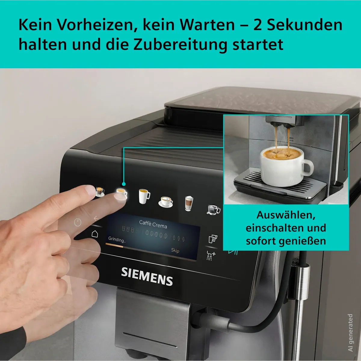 SIEMENS EQ600 TP603E07, 6 Getränke, Kannenfunktion, Keramikmahlwerk 3