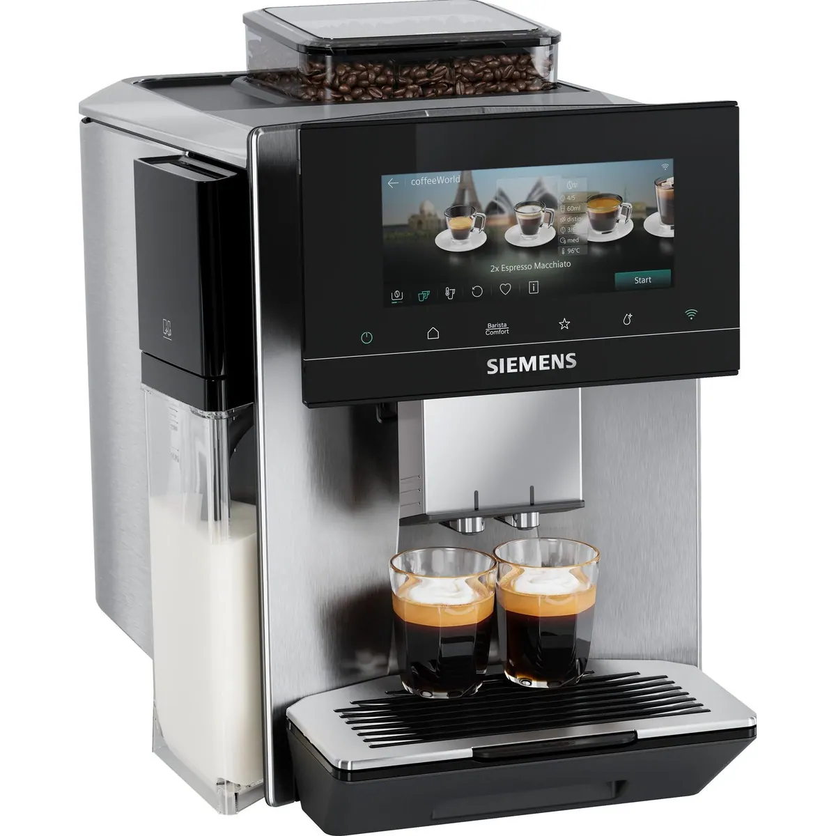 SIEMENS EQ900 TQ923EZ3 Kaffeevollautomat, individuelle Aromaeinstellung, 41 Getränke, TFT-Display