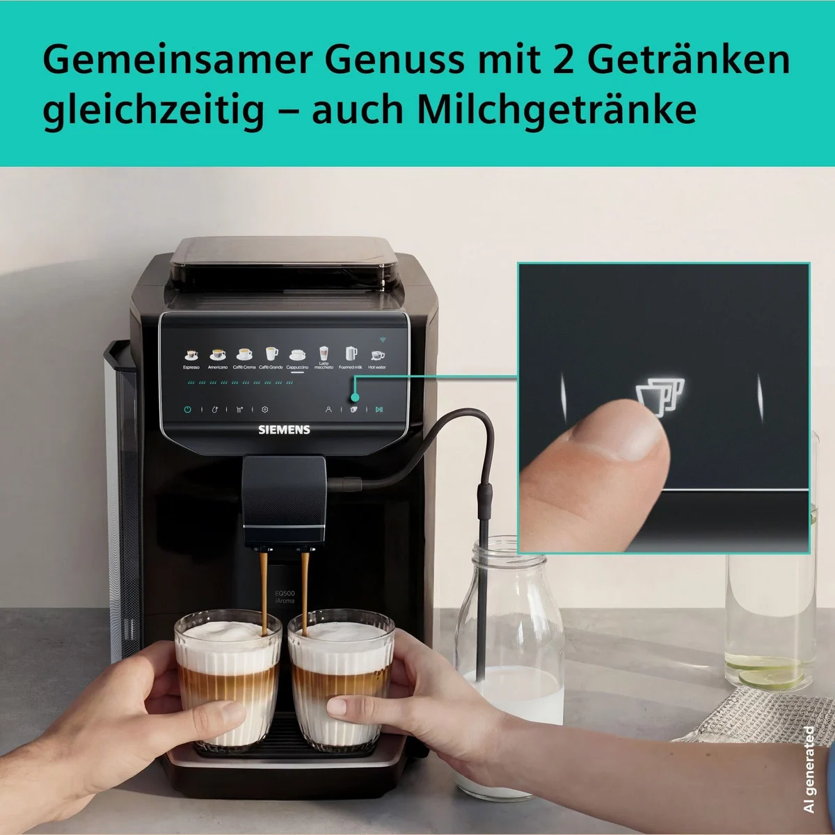 SIEMENS EQ500 TP553E09, Doppeltassenfunktion, 41 Getränke, einfache Reinigung — Keramikmahlwerk, entnehmbare Brüheinheit 4