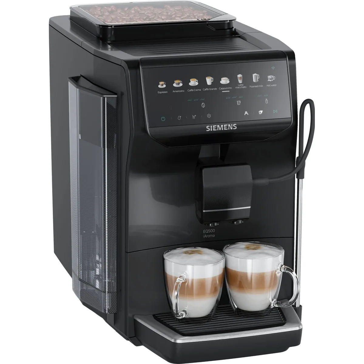 SIEMENS Kaffeevollautomat EQ500 TP553E19, Doppeltassenfunktion, 8 Getränke, Keramikmahlwerk