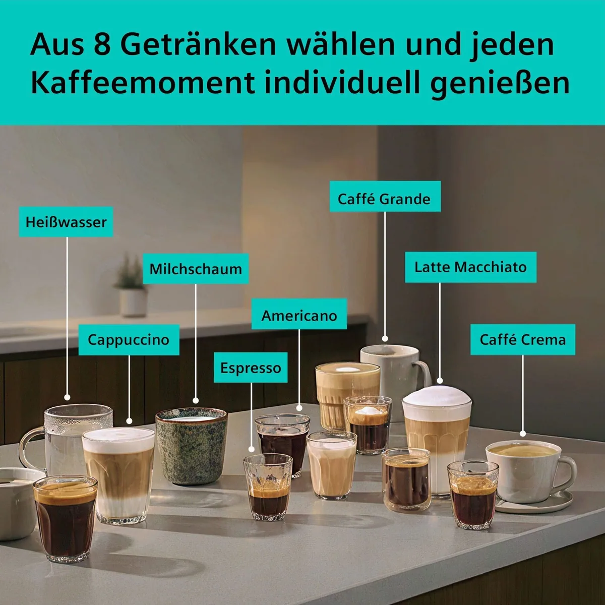 SIEMENS Kaffeevollautomat EQ500 TP553E19, Doppeltassenfunktion, 8 Getränke, Keramikmahlwerk 3