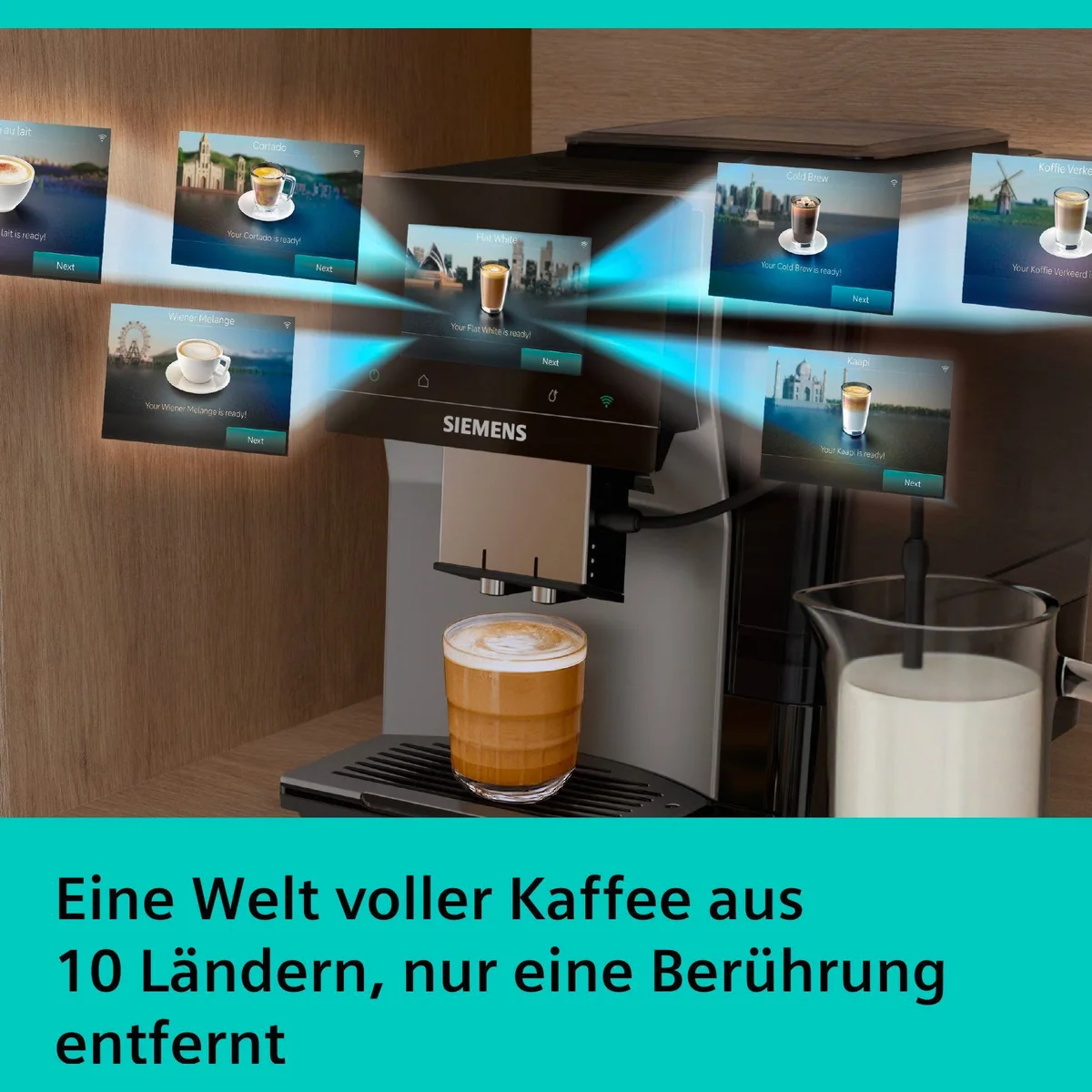 SIEMENS EQ700 TP725ET7 Kaffeevollautomat, 41 Kaffeespezialitäten, intuitives Full-Touch-Display 2