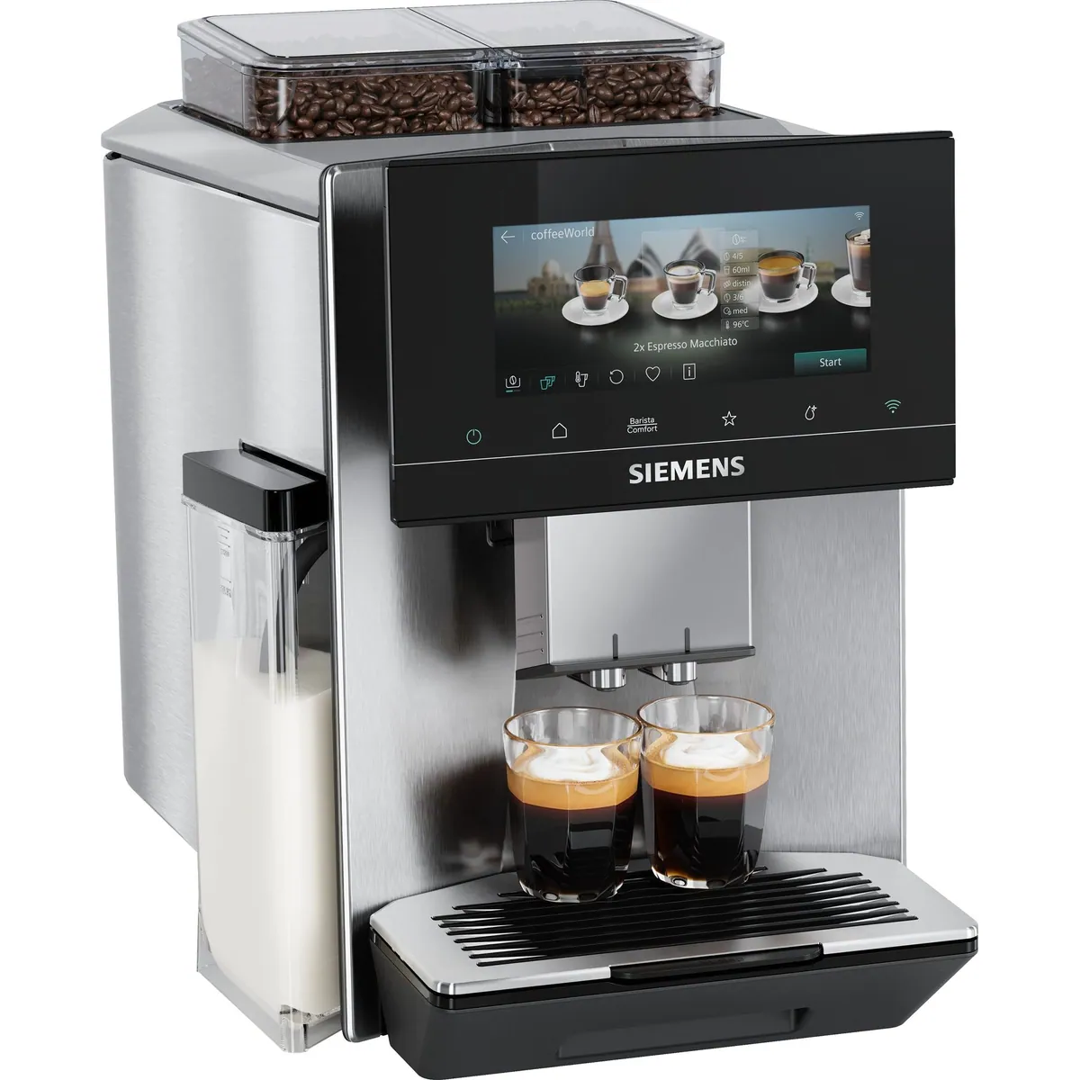SIEMENS EQ900 TQ927E03 Kaffeevollautomat, 2 Bohnenbehälter, 41 Getränke, 6,8'' TFT-Display