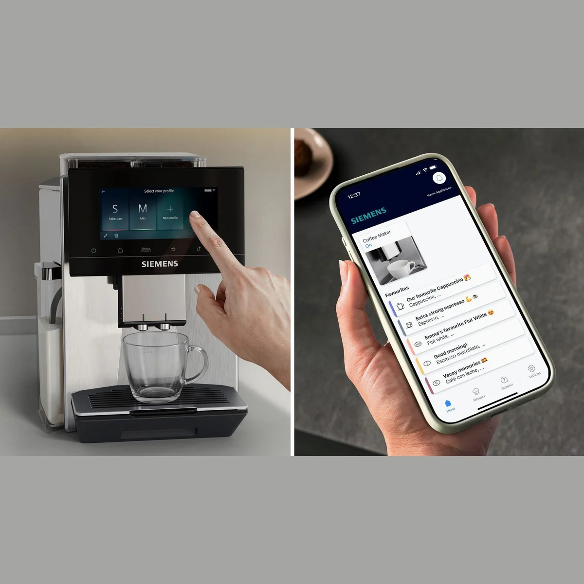 SIEMENS EQ900 TQ927E03 Kaffeevollautomat, 2 Bohnenbehälter, 41 Getränke, 6,8'' TFT-Display 5