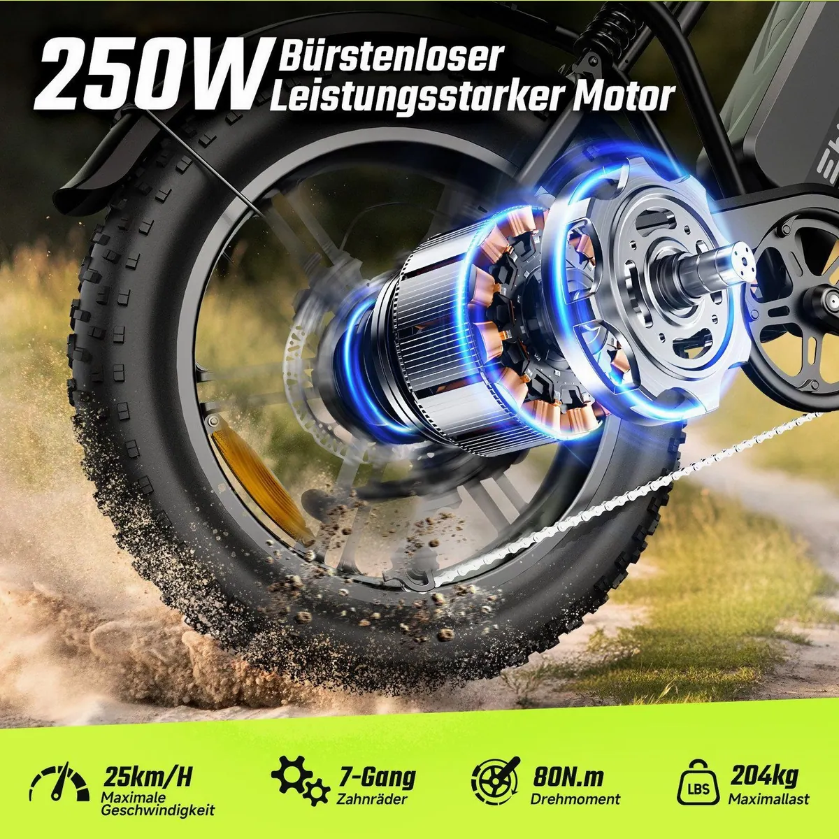 SISIGAD R002 PLUS E-Bike, kraftvoller 250W Motor, 130 km Reichweite, 204 kg Tragkraft 2