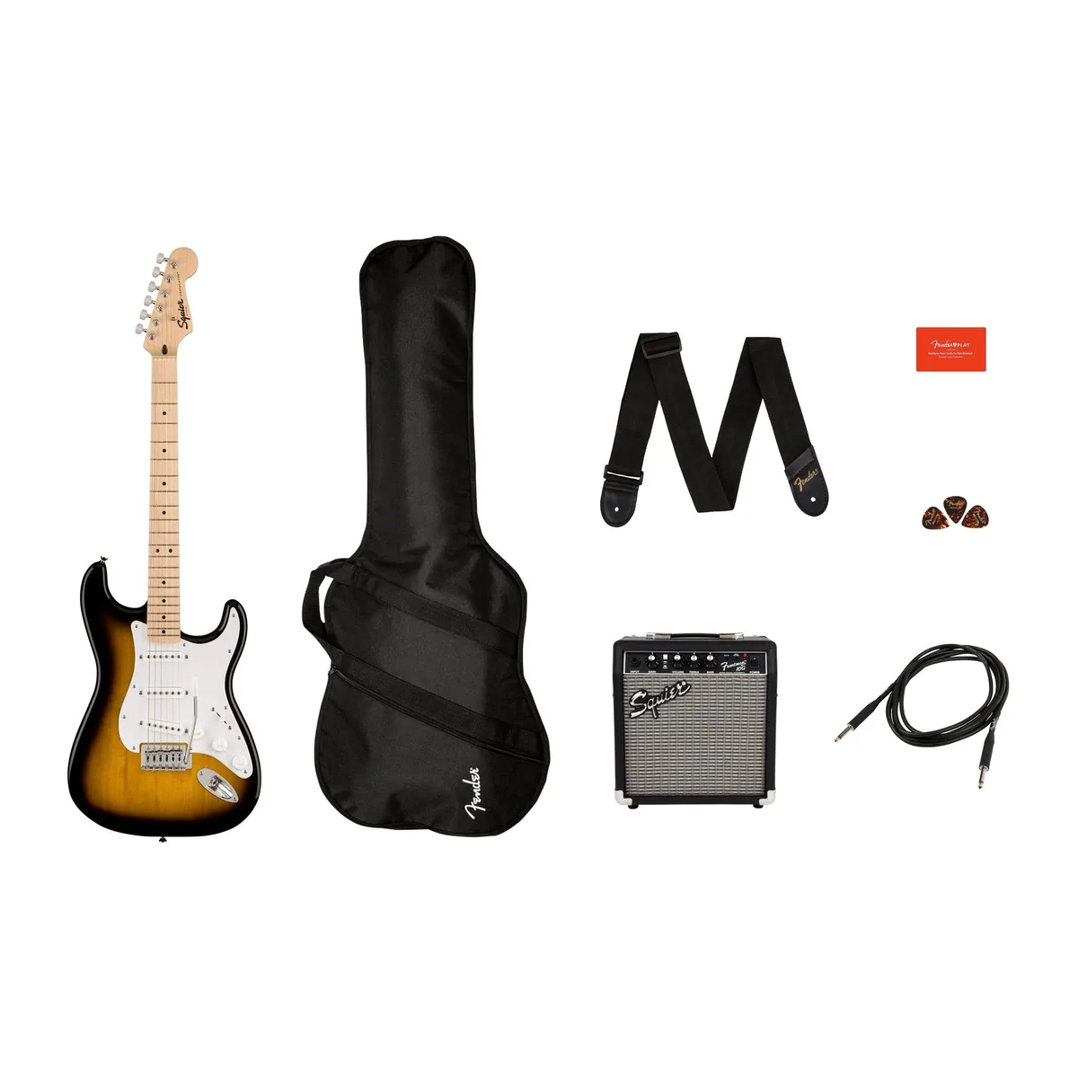 Squier Sonic Series Stratocaster Pack MN, E-Gitarre mit Verstärker und Zubehör 2