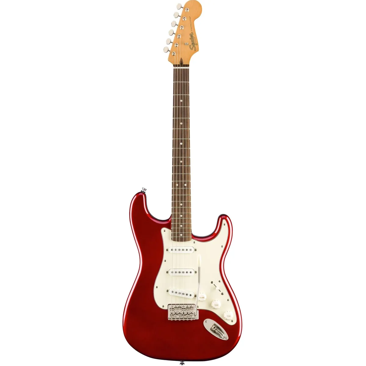 Squier Classic Vibe '60s Stratocaster E-Gitarre, Nato-Korpus, Alnico-Pickups — Candy Apple Red