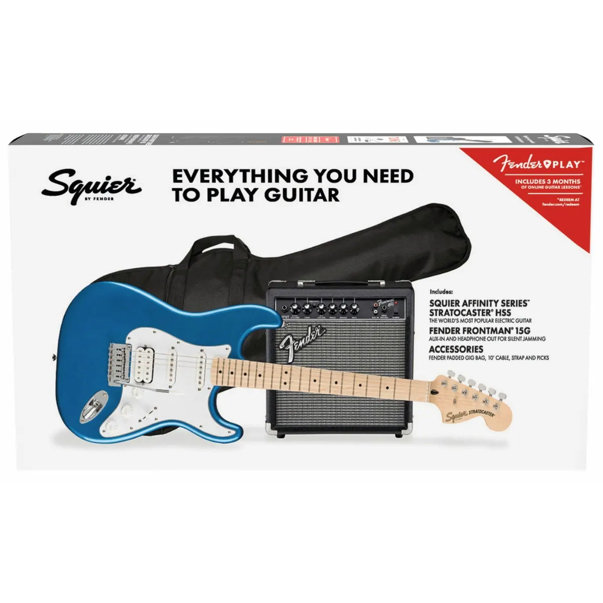 Squier Affinity Stratocaster HSS, vielseitige E-Gitarre mit Verstärker und Zubehör 5