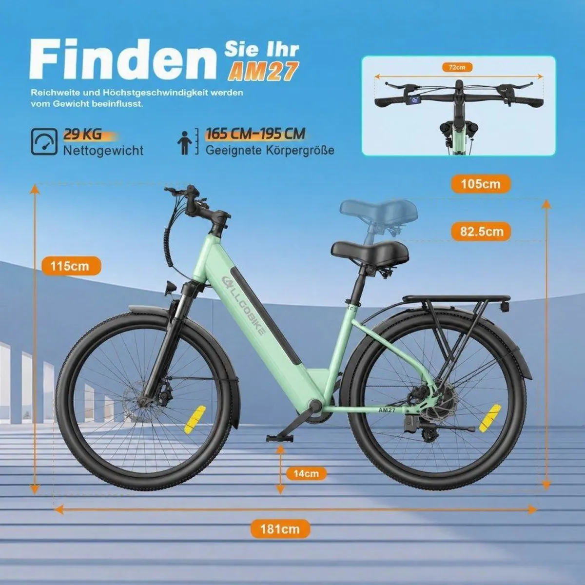 SSY E-Bike Elektrofahrrad, stabiler Karbonstahlrahmen, komfortable Ausstattung 2