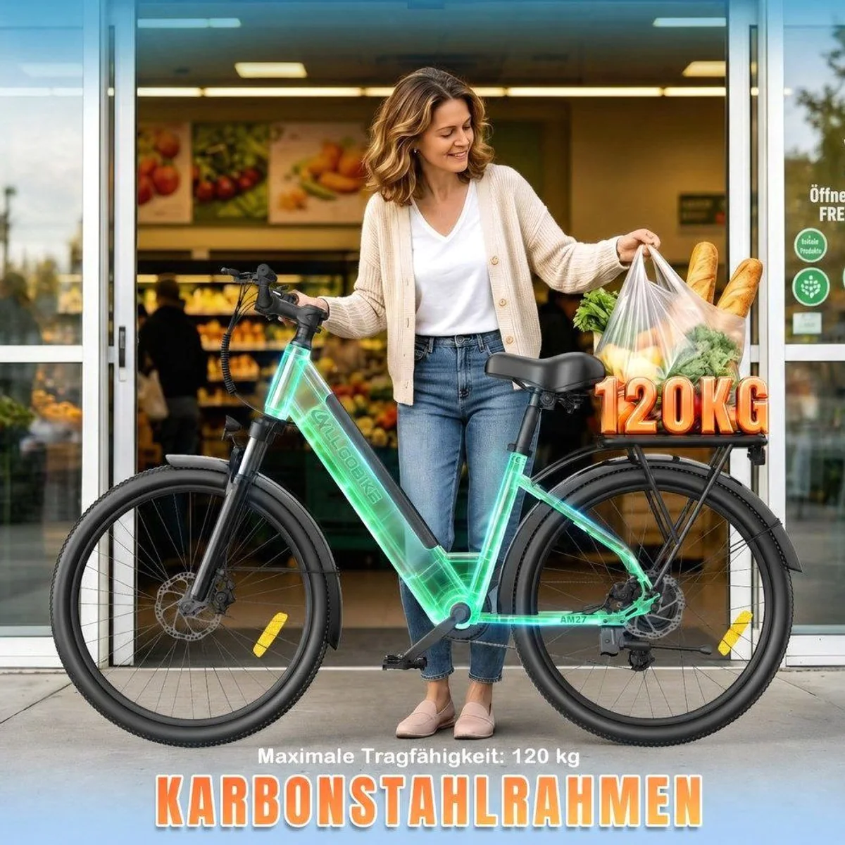 SSY E-Bike Elektrofahrrad, stabiler Karbonstahlrahmen, komfortable Ausstattung 3