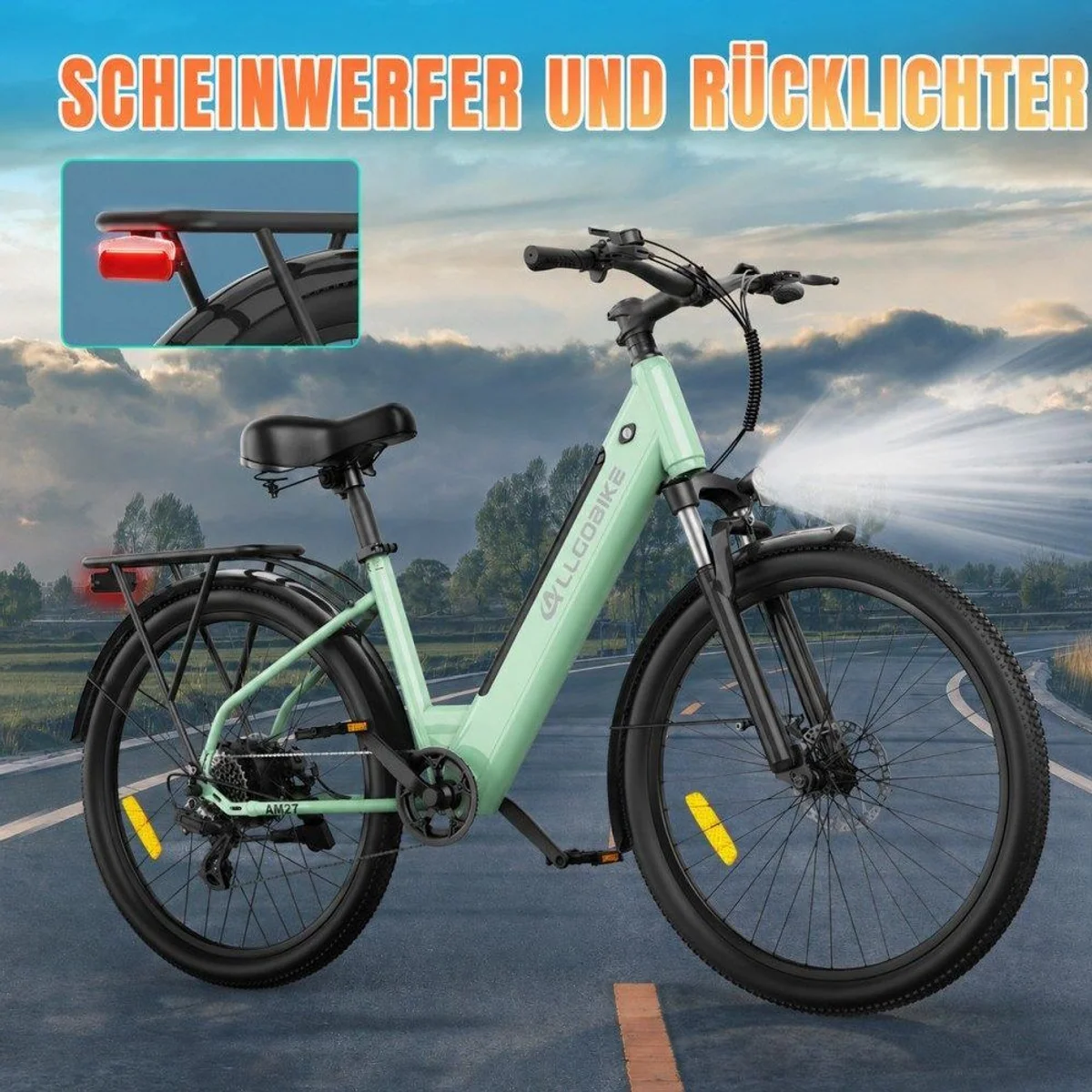 SSY E-Bike Elektrofahrrad, stabiler Karbonstahlrahmen, komfortable Ausstattung 4